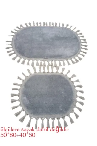 Altun PASPASHGYBG Carpet 2Li Post Açik Giri Lüx Ponpon Saçaklı Pelüş Kaymaz Taban Banyo Paspası Modern