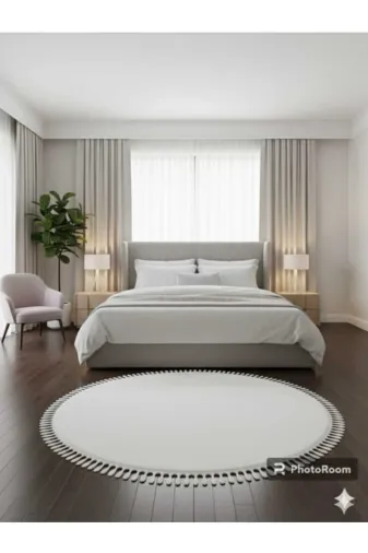 Altun TYCEAYRQWN170979931745950 Carpet Kar Beyaz   Ev Hali Kilim Post Pelüş Ponpon Saçakli Salon Hali