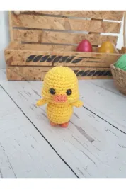 Amigurumi örgü minik sarı ördek anahtarlik
