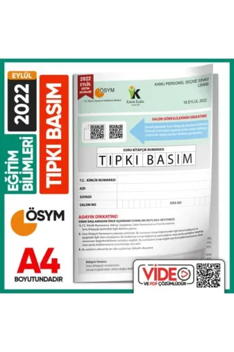 Anamorfik Yayınları EGITIMTIPKI2022eyl 2022 Eylül Kpss Eğitim Bilimleri Ösym Çıkmış Soru Tıpkı Basım Türkiye Geneli D. Çözümlü Kitapçığı
