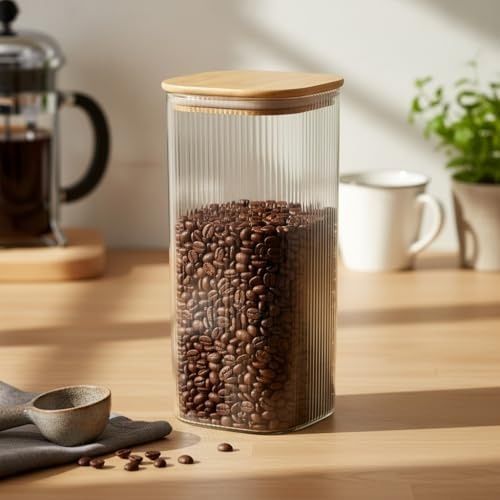 Anda 57855210125505080184975 10X25 Cm Bambu Kapaklı Kare Cam Saklama Kavanozu - Vakumlu Dev Boy Şeffaf Erzak Kabı Spagetti Makarna Bakliyat Kutusu Ve Kiler Düzenleyici Organizatör 7009