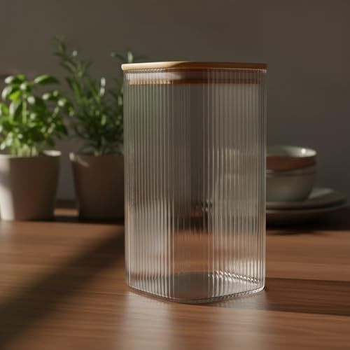 Anda 57855210125698180184975 10X20 Cm Bambu Kapaklı Kare Cam Saklama Kavanozu - Vakumlu Ekstra Uzun Boy Şeffaf Erzak Kabı Spagetti Makarna Bakliyat Kutusu Ve Mutfak Düzenleyici Organizatör 7009
