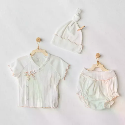 Andywawa AC25899 3'Lü Basic Bebe Takım Ekru