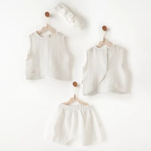 Andywawa AC26643 Baby Chic 3lü Takım Ekru
