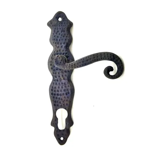 Antika Tarz Dekoratif Pirinç Ferforje Oda Kapı Kolu - 210x43 Mm, Oksit