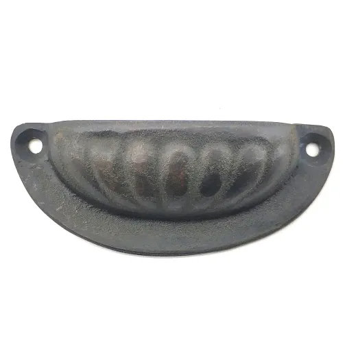 Antika Tarz Dekoratif Pirinç İstiridye Tas Mobilya Kulbu - 37x87 mm, Oksit