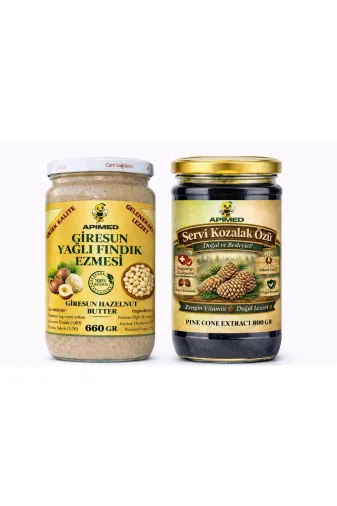 APİMED BDFHE3453 Servi Kozalak Özü 800 Gr Ve ? Giresun Yağlı Fındık Ezmesi 660 Gr