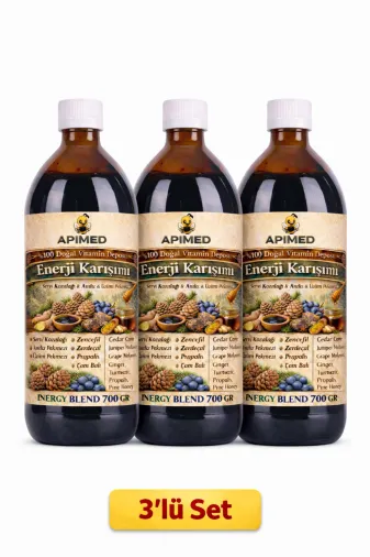 APİMED DSFSDF3432 Enerji Karışımı 700 Gr X 3 | Doğal Pekmez Karışımı, Propolisli Bitkisel Destek (3’Lü Set)