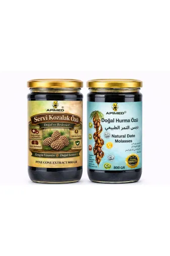 APİMED DSSDF3242W Servi Kozalak Özü 800 Gr Ve Hurma Özü 800Gr %100 Doğal Katkısız Çam Kozalağı Özü Yoğun Kıvam