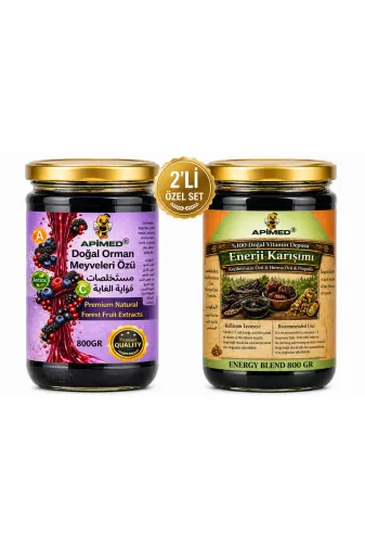 APİMED egwer2352 Enerji Karışımı 800 Gr – Keçiboynuzu Özü, Hurma Özü Ve Propolis Ve Orman Meyveleri Özü 800Gr