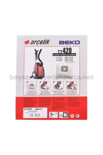 Arçelik SPG 01 010-668 Tt420 Kağıt Elektrikli Süpürge Torbası (5 Adet)
