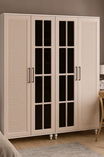 arionkids ARIONDLP111 Masal 4 Kapaklı Çekmeceli Dolap | %100 Mdf | Rehau Kapaklar | Ağaç Ayaklar | Fonksiyonel Ve Şık