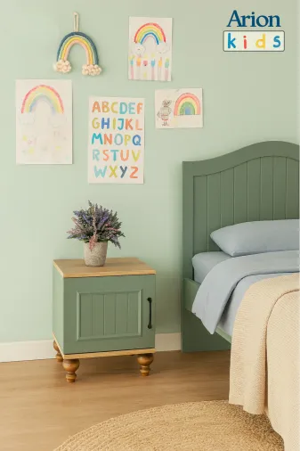 arionkids ARIONKIDSKMDN003 Gülsün Komodin | Birinci Sınıf Mdf Kalitesi | Rehau Kaplama Kapak | Ağaç Ayaklı