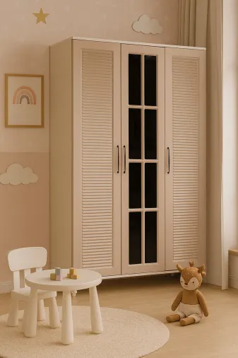 arionkids ARNKDMSL3KPKLDOLP Masal 3 Kapaklı Dolap | %100 Mdf | Rehau Kapaklar | Ağaç Ayaklar | Fonksiyonel Ve Şık