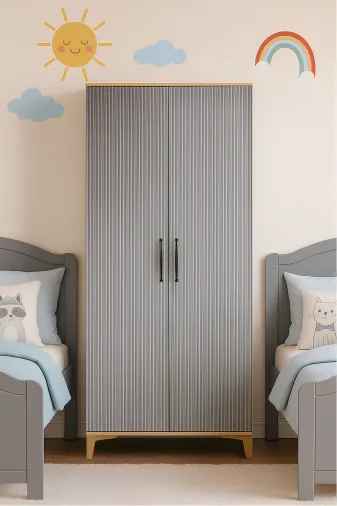 arionkids EGE2KPKLDLPCKMCL Ege 2 Kapaklı Çekmeceli Mdf Dolap | Rehau Kaplama Kapaklar | Ağaç Ayaklar | Üstün Kalite