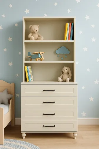 arionkids TYC46F3653DAABCE78F22D700 Alin Çekmeceli Şifonyer & Kitaplık Set | Mdf Gövde | Ağaç Ayaklı