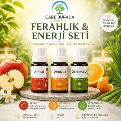Arjens Apple & Orange & Citronella Esans 10 ml | Ferahlık & Enerji Seti