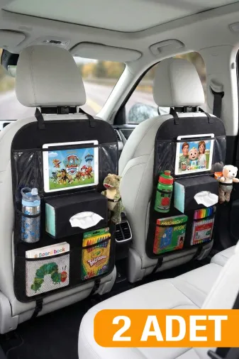 Arnee arcdznorg-02 2 Adet Araç İçi Koltuk Arkası Organizer Koruyucu Kılıf Eşya Düzenleyici Tablet Tutucu Organizer