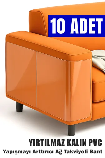 Arnee M1LMN01 10 Adet Kedi Koltuk Tırmalama Koruyucu 20X50 Cm Şeffaf Yapışkanlı Mobilya Tırmalama Önleyici Bandı