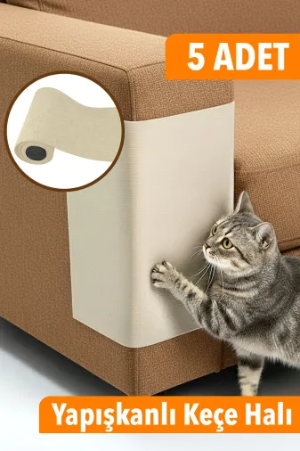 Arnee M1LMN012 5 Adet Keçe Kedi Koltuk Tırmalama Koruyucu 40X50 Yapışkanlı Mobilya Tırmalama Önleyici Koruma Halısı