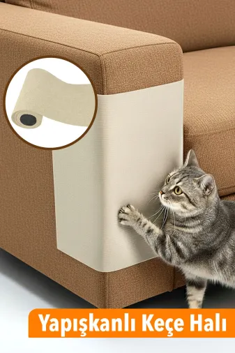 Arnee M1LMN012 Keçe Kedi Koltuk Tırmalama Koruyucu 40X50Cm Bej Yapışkanlı Mobilya Tırmalama Önleyici Koruma Halısı