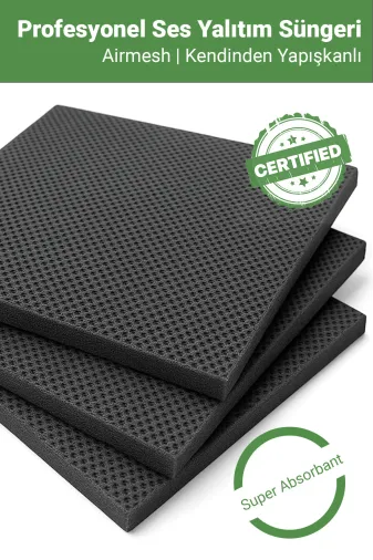 Arnee ses_yalitim_02 20 Adet Air Mesh Ses Yalıtım Süngeri 50X50 Cm Yapışkanlı Akustik Ses Yalıtım İzolasyon Paneli 20 Mm
