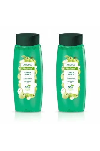 AROMA NATURAL 6475 Şampuan Green Apple % 95 Bitkisel 2 X 400 Ml