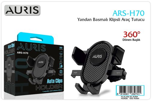 Ars-H70 Yandan Basmali Kli̇psli̇ Araç Tutucu