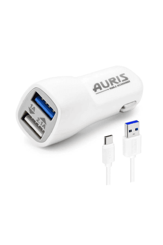 ARSCR03 Auris Ars-Cr03 3.1A Hızlı Type-C Kablo 2 Usb Girişli Araç Oto Şarj Başlığı Çakmaklık Typec 3.1 Amper