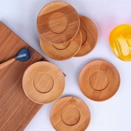 ART 57855210124473380184975 Bambu Yuvarlak Çay Tabağı Bardak Altlığı 6 &apos Lı Set, Dekoratif Bambu Altlık 1