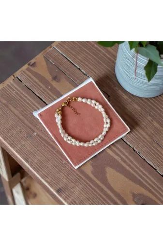 ART LİFE DOĞALTAŞ Natural Stones 1515156165165465 Sertifikalı Doğal Gerçek İkili Sarmaşık Arpa İnci Bileklik Minimal Zarif Kadın