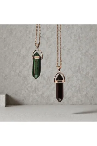 ART LİFE DOĞALTAŞ Natural Stones 84848465484565 Malahit - Oniks Çivi Doğal Taş Sevgili, Arkadaş, Çift Kolye