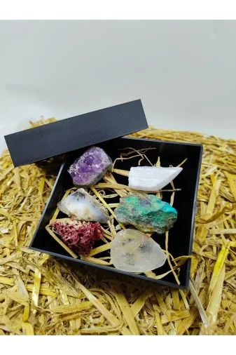 ART LİFE DOĞALTAŞ Natural Stones ART LİFE DOĞALTAŞ Natural Stones 300366 6'lı Doğal Taş Seti (Sertifikalı) (Serenit, Mercan, Kuvars, Ametist, Opal, Krizokol)