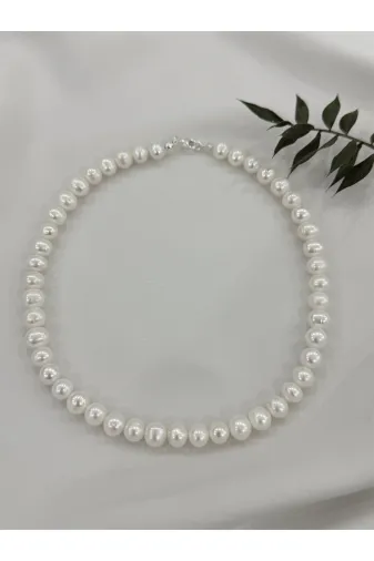 ART LİFE DOĞALTAŞ Natural Stones artlıfe5000269 9 Mm Gerçek İnci Kolye 925 Ayar Gümüş