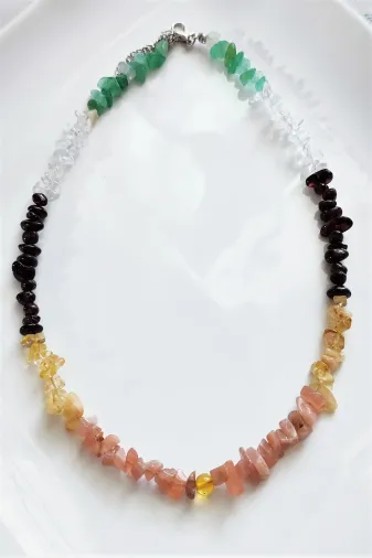 ART LİFE DOĞALTAŞ Natural Stones artlıfe900456 Kehribar, Güneş Taşi, Sitrin, Lal, Kristal Kuvars, Aventurin Doğal Taş Kolye