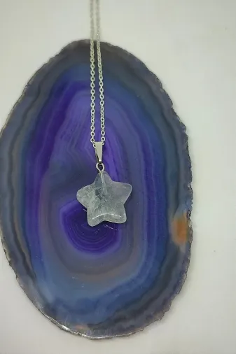ART LİFE DOĞALTAŞ Natural Stones artlıfe900483 Sertifikalı Florit Yıldız Doğaltaş Kolye