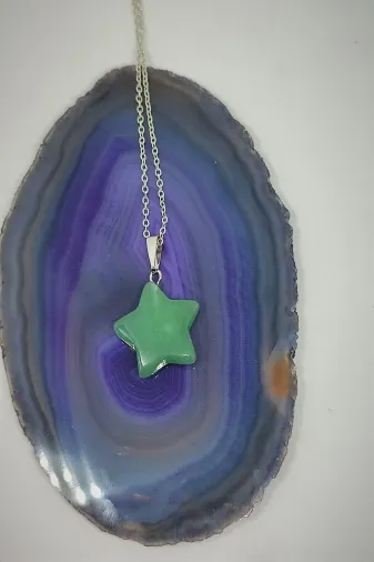 ART LİFE DOĞALTAŞ Natural Stones artlıfe900485 Sertifikalı Aventurin Yıldız Doğaltaş Kolye