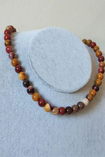 ART LİFE DOĞALTAŞ Natural Stones artlıfe900487 Sertifikalı 8 Mm Mokait Jasper Doğaltaş Kolye