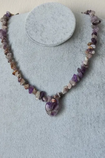 ART LİFE DOĞALTAŞ Natural Stones artlıfe900512 Sertifikalı Akuamarin, Pembe Kuvars Kalp Doğaltaş Kolye