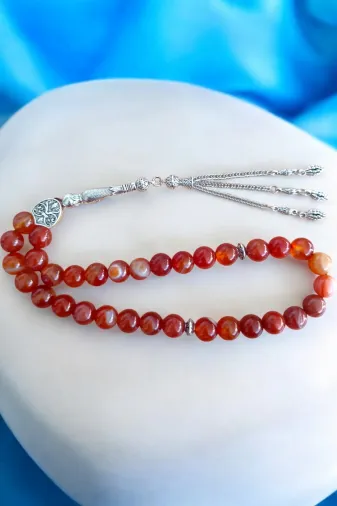 ART LİFE DOĞALTAŞ Natural Stones artlıfedoğaltaş300459 Kırmızı Akik Tesbih 33' Lük Tesbih Orijinal Doğal Taş Büyük Boy Akik Taşı Gerçek Akik