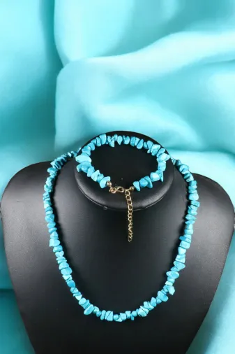 ART LİFE DOĞALTAŞ Natural Stones artlıfedoğaltaş600286 Firuze Kolye Bileklik Turkuaz Kolye Bileklik Seti Çelik Tel Çelik Klips Çelik Halka Çelik Zincir