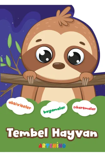 Artenino 9786259834498 3+ Yaş Aktiviteli Hayvan Boyama Kitabi - Tembel Hayvan