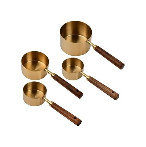 Arzum 131621497 4 Lü Ahşap Saplı Ölçü Kaşığı Seti 250/125/80/60 Ml Paslanmaz Metal Beyaz
