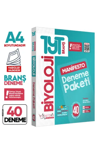 Asimetrik Yayınları TYTBiyoloji40lıMANASM 2026 Tyt Biyoloji 40Lı Manifesto Branş Deneme Paketi Fasikül Seti Özgün Dijital Çözümlü