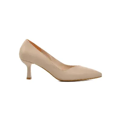Aspor Bej Cilt Kadın Topuklu Stiletto Ayakkabı
