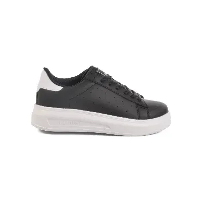 Aspor Siyah Beyaz Bağcıklı Kadın Sneaker