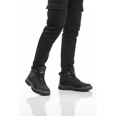 Aspor Siyah Kırmızı Fermuarlı Unisex Outdoor Bot