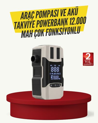 ASTRALTECH 116859999 Araç Lastik Şişirme Pompası Ve Akü Takviye Powerbank Bir Arada