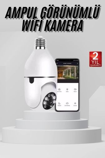 ASTRALTECH 95744317 Wifi Güvenlik Kamerası 360 Derece Dönebilen Harekete Duyarlı Gece Görüşlü Ampul