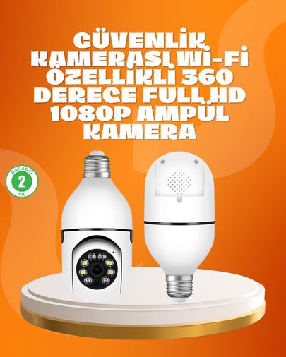 ASTRALTECH 95744318 Tam Karanlıkta Görüntüleme Sağlayan 1080P Ampul Güvenlik Kamerası